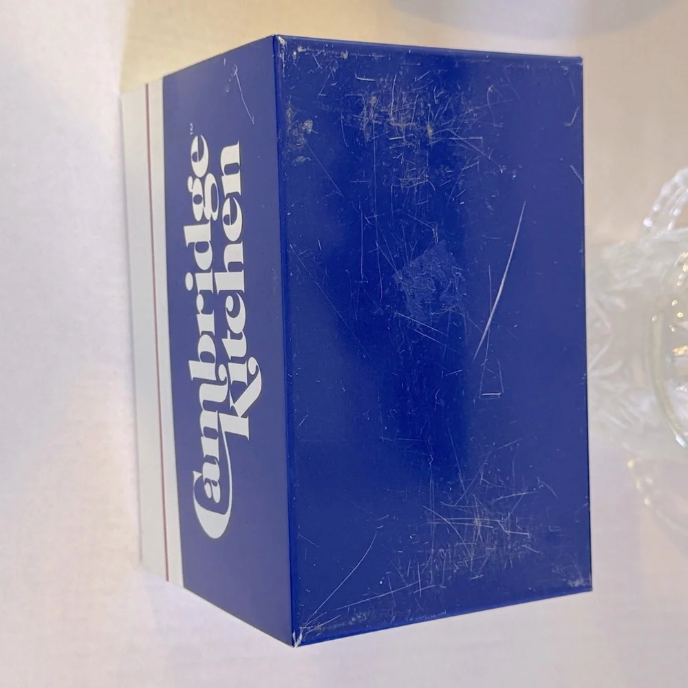 Vintage Blue and White Metal Recipe Box Cambridge Kitchen Graphic Cottagecore